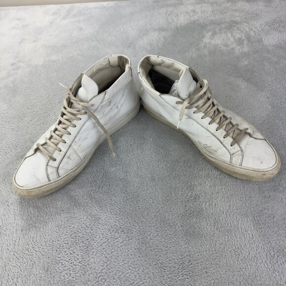 Common Projects Men's Size 13 US/46 EU Achilles Hi-Top White Leather Sneakers - Picture 8 of 13